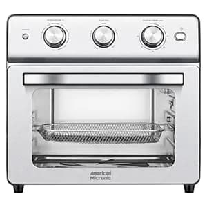 AMERICAN MICRONIC -Air Fryer cum Oven Toaster Griller (OTG)- Stainless Steel-25 Litre, 1600W Power, 230C Temperature and a 60 Minute Timer AMI-AFM-250LDx-Free recipe book-Steel
