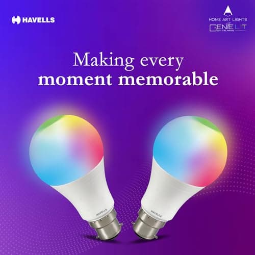 Havells Glamax 9W B22 WiFi LED Smart Bulb with Music Sync Function, Compatible with Amazon Alexa and Google Assistant (16M Colours) 2