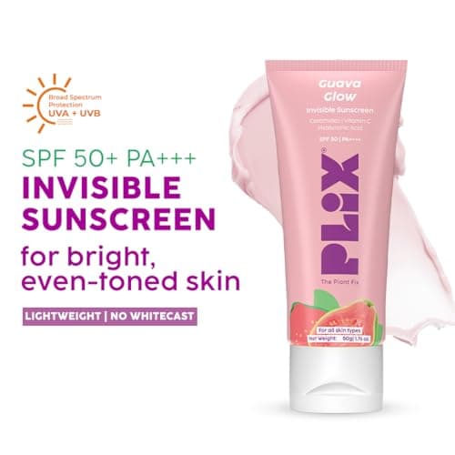 The Plant Fix Plix Spf 50+ Guava Glow Invisible Sunscreen For All Skin Type With Pa +++|For Uv A,Uv B&Blue Light Protection With Ceramides,Vitamin C&Hyaluronic Acid|No White Cast,Cruelty-Free|50 G 2