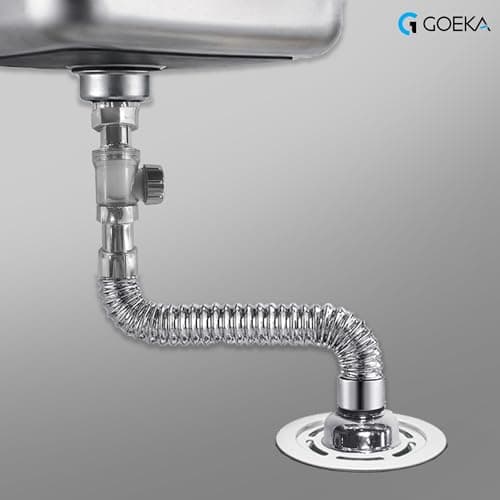 GOEKA® 2-in-1 ABS Bottle Trap with Convertible Waste Pipe | Expandable & Flexible Chrome Drain | Rust-Resistant Bathroom & Kitchen Basin Trap | Easy Installation 3