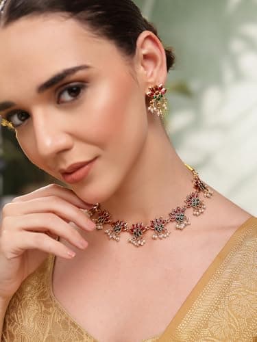 Shining Diva Fashion Necklace Jewellery Set for Women Traditional Latest Stylish Design Fancy (rrsd17037s) 2