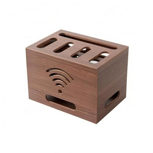 SNAPPSY Ventilated Cutouts Wooden WiFi Router Box Concealed WiFi Router Storage Box Organized Cabinet-Style, WiFi Box Plywood