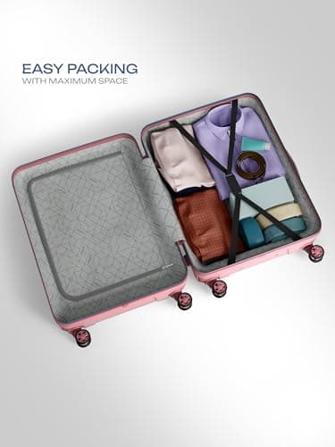 Safari Pentagon Pro 8 Wheels 65cm Medium Size Trolley Bag, Hard Case Polypropylene, 360º Wheeling Small Check in Luggage, Suitcase for Travel, Trolley Bags for Travel, Rose Gold 4