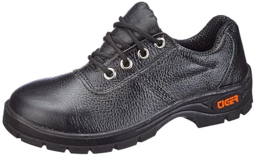 Tiger Men's Low Ankle Steel Toe Safety Shoes, (Black, Leather) (7 UK, UK Footwear Size System, Adult, Men, Numeric, Medium, 7)