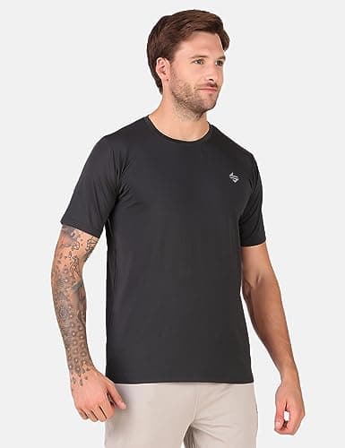 John Ally Quick Dry Gym T-Shirt for Men | Moisture-Wicking Half Sleeve Round Neck Sports Tshirt | Regular Fit Stretchable Activewear for Workout & Running 2