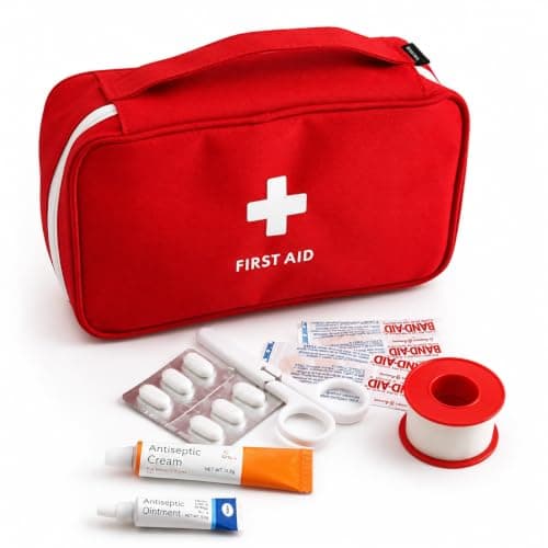 shyam Dealshub First Aid Kit Bag with Antiseptic Cream, Bandages & Scissors, 23x14x8 cm
