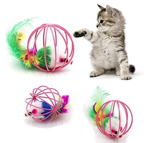 Sichumaria 2 Pcs Mouse Ball Toys - Cute and Fun Interactive Caged Rats Rolling Balls for Cats and Kittens