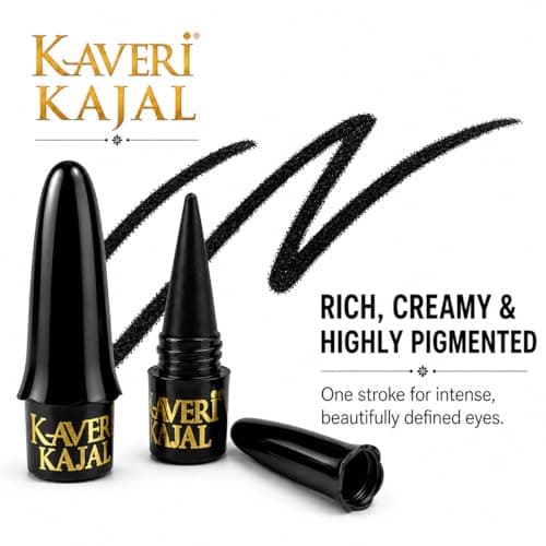 Kaveri Black Kajal | Smudge-Proof Long-Lasting Eye Kohl | Herbal Formula for Sensitive Eyes | Vegan Chemical-Free | (Pack of 2) 4g 2