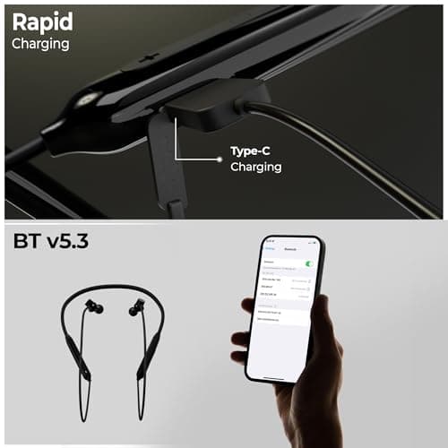 Zebronics Bluetooth MagSnap Neckband, 10mm Drivers, Upto 18hrs Playtime, BT v5.3, ENC, Gaming Mode, Volume & Media Control, Type C Rapid Charging (Escape 80, Black) 6