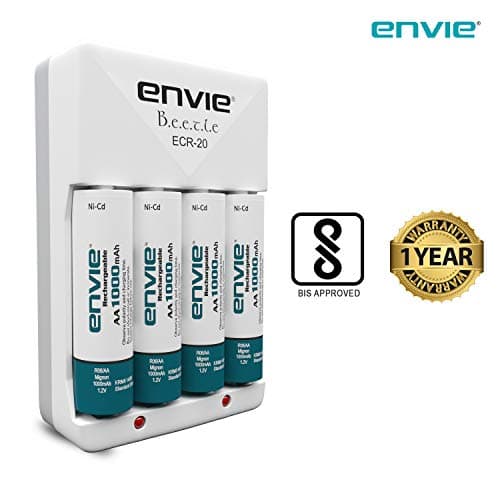 ENVIE® (ECR20+1000) Beetle Charger for AA & AAA Rechargeable Batteries with LED Light Indicator 5