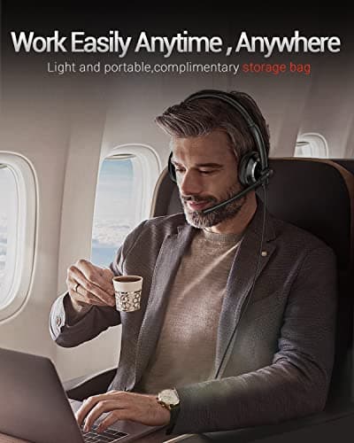 awatrue Computer Headset with Microphone USB Headphones for PC - Noise Cancelling Mic Wired Headphone Headsets Office Head Laptop Work Ear Speaker Call Set Stereo Control Service 5