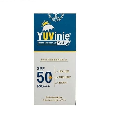 YUVinie Soft Silicone Sunscreen Gel SPF 50+ PA+++ | Broad Spectrum Protection Against UVA, UVB, Blue Light & IR | Lightweight, Non-Greasy, Matte Finish, Water Resistant | Suitable for All Skin Types - 4