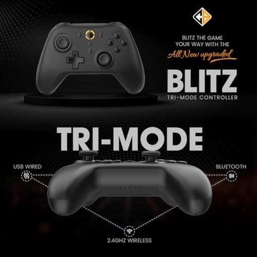 Cosmic Byte Blitz Tri Mode Controller for PC, Hall Effect Triggers, 1000Hz Polling Rate, Adjustable Vibration, Turbo & Auto Turbo, Upgraded with Gyro, TMR Joystick, Software and Charging Dock Support  2