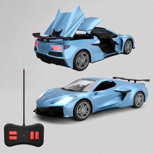 Harshiva Convertible Remote Control Car for Kids | Rechargeable RC Car with 2+ Hours Playtime | Manually Openable Doors & Roof | Made in India (Metallic Blue)