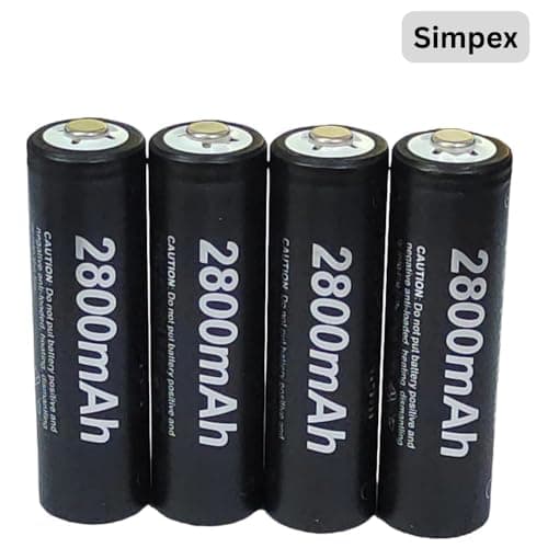 Simpexs 2800mAh High Power Ni-MH AA Ready to Use Rechargeable Battery with Quick Charging and Low Self Discharge, Can Charge up to 1000 Times (Black, 2800mAh-Pack of 4) 5
