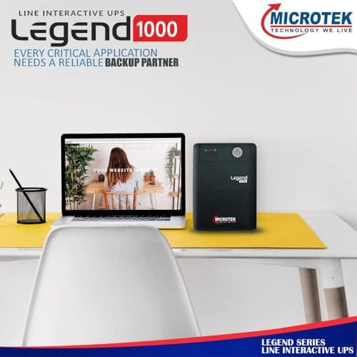 Microtek Legend 1000 Line Interactive UPS 1000VA/600W | Wide Input 140-300V | Buck/Boost AVR | Auto Restart | Generator Compatible | for Desktop, CCTV & Broadcast Studio (Pack of 1) 4