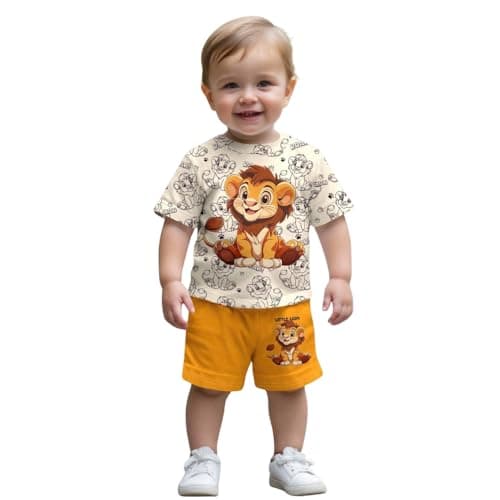 M.C Kids Dress for Boys | Cotton Half Sleeve Animal Printed T-shirt and Shorts Combo | Stylish Summer Wear Baby Boy Dress | Lightweight, Kids Dress Set (12-24 month)