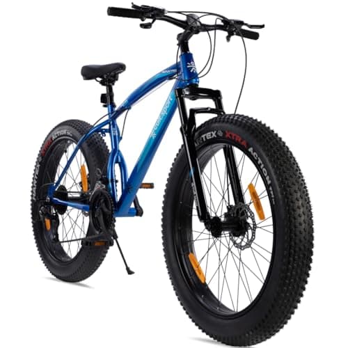 Cult Monstro 26 inch 21 Speed Shimano Gear Fat Tyre Mountain Bike with Front Suspension & Dual Disc Brake Cycle/Bicycle (18 Inch Frame, Ideal for 13+ Years), Blue