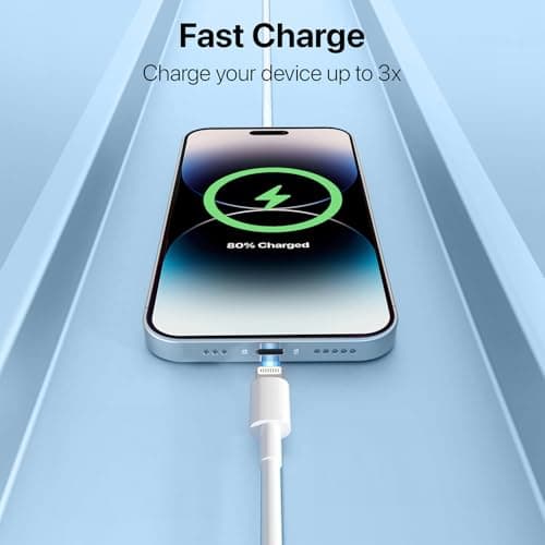 DR VAKU® 1Meter USB A to Lightning Cable [Mfi Certified] Fast Charger Cable Data Transfer for iPhone 14/13/12/11/X/XS/XR/8/Plus, iPad Mini/Pro/Max, USB Type-A Power Delivery Cord- White 2