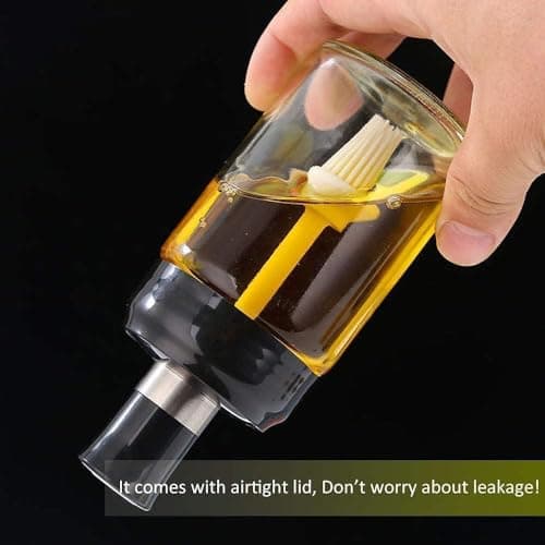 GO STORE Glass Oil Dispenser With Basting Brush, Oil Ghee Containers Bottle for BBQ, Pastry, Grill, Baking, Kitchen Cooking (250 ml) 4