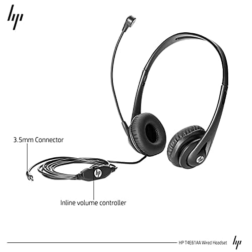 HP Stereo 3.5mm Over Ear Wired Headset with Mic (Black) 2