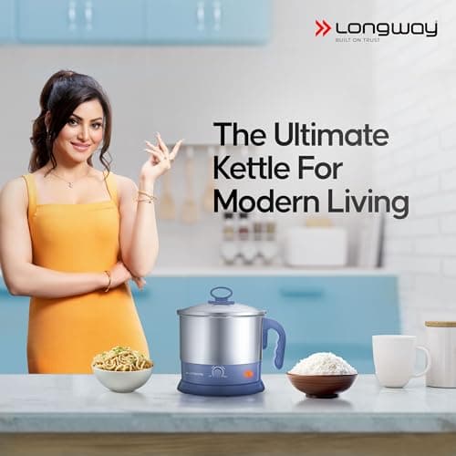 Longway Handy 1.5 Ltr Multi-Cooker Electric Kettle with Stainless Steel Body for Boiling & Cooking (Gray, 600 Watt) 2