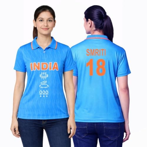 Unirec | Smriti | India Cricket Fan Polo Jersey Tshirt for Men & Women | Lightweight Breathable Comfortable Sportswear | Indian Cricket Team Jersey | Sports Wear Blue T Shirt for Man - XS