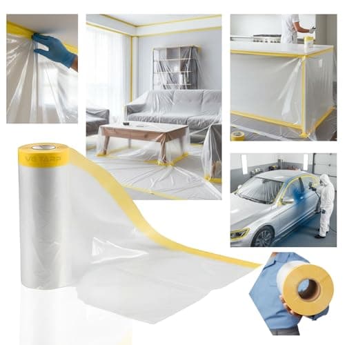 Pre-Taped Masking Roll 9feet width x 65 feet long (20meter) | Paint Protection self adhesive roll | blocks paint spills, dust, dirt, moisture and debris from car , furniture | ideal for painting 2