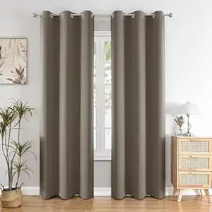 HOMEMONDE Solid Blackout Curtains Window 5 Feet - 75% Room Darkening Heavy Curtain 1 Piece, Thermal Insulation & Noise Reduced Drapes 60 Inches Long - (Urban Ash, 152 x 118 CM)