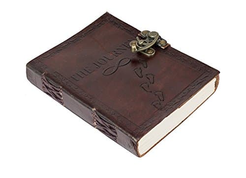 ALCRAFT Handmade Leather Journal Notebook The Journey on front conver | Customized Name/Date/Logo Personalized Customized Vintage Dairy (7 * 5 Inches) 3