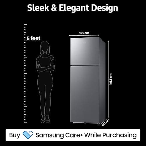 Samsung 256 L, 3 Star, Convertible, Digital Inverter Frost Free Double Door Refrigerator (RT40H30U3THL, Silver, Matt Doi Metal, 2026 Model) 3