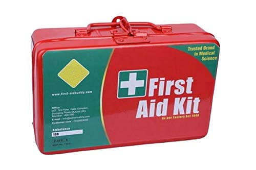 Tool Zone First Aid Kit Metal Storage Box Red- Class C for 25 Pax - Set with Medicine