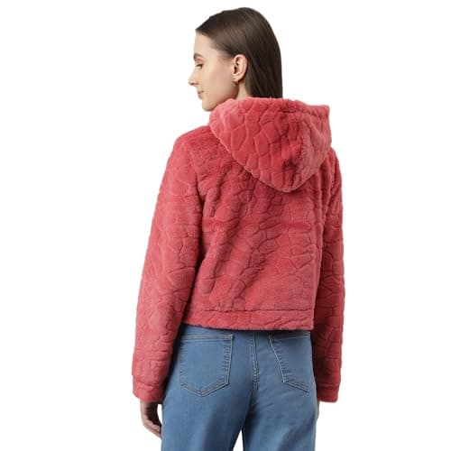 Latin Quarters Women's Rose Solid Hoodie | Winter wear Casual Warm Zipper Jacket Hooded Neck Hoody_S 5