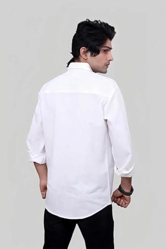 Labnin India, Men's White Full Sleeve Cotton Linen Premium Shirt for Formal/Casual 3