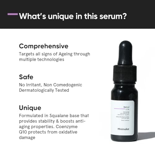 Minimalist Anti-Aging Night Serum with 0.3% Retinol & Q10 | Suitable for All Skin Types | Fine Lines & Wrinkles Reduction Serum for Beginners | Water-Free Formula for Stability & Nourishment | Fragran 4