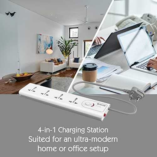 Polycab 3 Pin Socket 4 in 1 Power Extension Strip For Home & Office Use With Surge Protection Connect Computers Laptops & Home Appliances 2