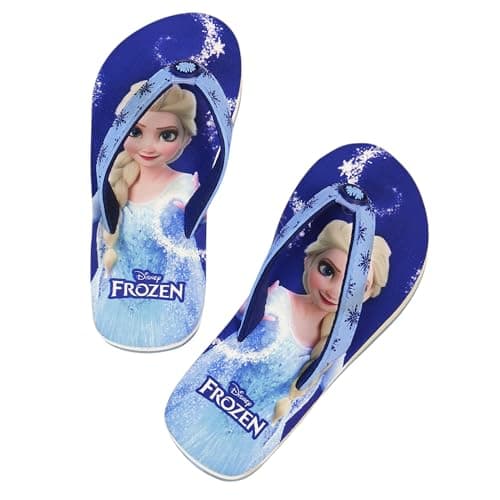Kidsville Official Frozen Elsa Printed Blue Kids Girls Flip-Flop | Soft, Non-Slip, Indoor, Outdoor, House Slipper, Comfortable & Durable Footwear for Children