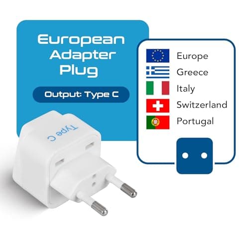 Ceptics European Travel Plug Adapter - Light Weight, Schuko Type E/F - Ultra Compact - India to Most of Europe - CE Certified - RoHS Compliant (EU-2SET) 3