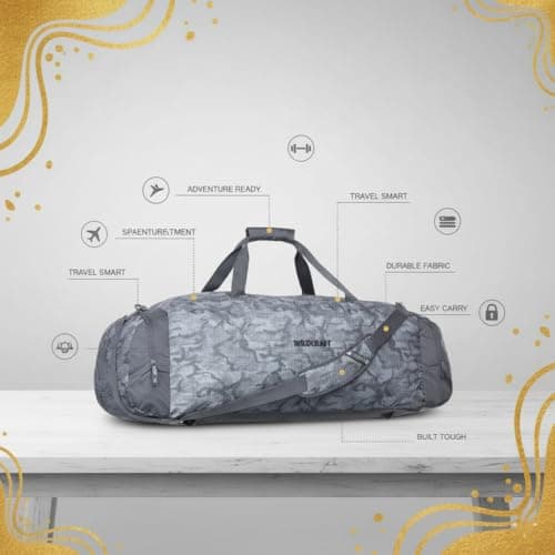 Wildcraft Duffle Bag, Large Capacity, Polyester Material, Multiple Compartments, Unisex Travel and Sports Bag (Sleek L_Camo_Grey) 2