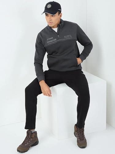 Wildcraft Men Cotton Blend Sweat Shirt | Sweatshirt for Mens | Regular Fit | (Black, XL) 5