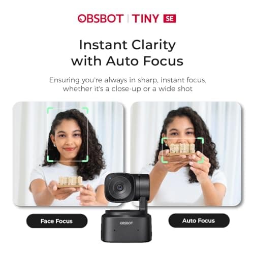 OBSBOT Tiny SE AI-Powered PTZ Webcam, FHD 1080p@100FPS | 1/2.8″ Sensor, AI Auto Tracking, Gesture Control, 4X Zoom, Staggered HDR, Noise-Cancelling Mic | Webcam for Streaming & Video Calls 3