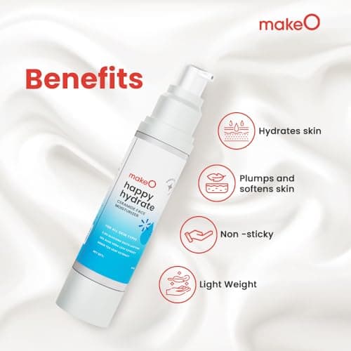makeO Happy Hydrate Ceramide Face Moisturizer | With Shea Butter, 3. 0.5% Squalene & 1% Petrolatum I Ceramide Cream Moisturizer | Suitable for All Skin Types | Soft Moisturized Skin I 50 ml 3