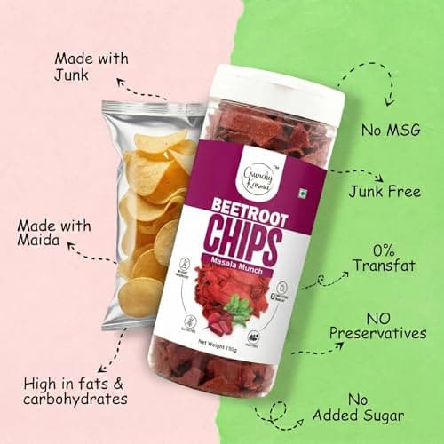Beetroot Chips Masala Flavor | Healthy Baked Vegetable Chips | Healthy Gluten Free Snack | High Fiber & Low Cholesterol Veg Chips | No Added Preservatives | Crispy Beetroot Snacks for Kids & Adults |  5