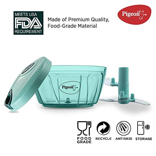 Pigeon 2 Slice Auto Pop Up Toaster. A Smart Bread Toaster For Your Home | 750 Watts, Plastic Mini Handy And Compact Chopper With 3 Blades (Green, 400 Ml) 4