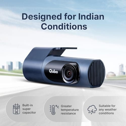 Qubo Car Dashcam Pro X by Hero Group | 3MP 1296P FHD+ Camera | NightPulse Vision | Wide-Angle FOV | Supercapacitor | Built-in Wi-Fi, Mic | App Control | G-Sensor | Up to 1TB Storage | (Midnight Blue) 4