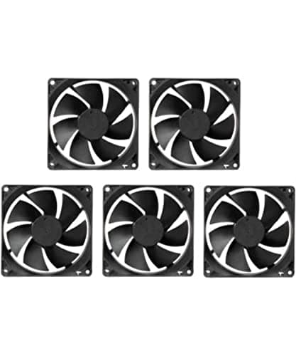 LEDTRIX -DC 12V Cooling Fan for PC Case 80X80X25MM Cabinet Fan 3.-Inch Square Cooler (Black) (PACK OF 5)