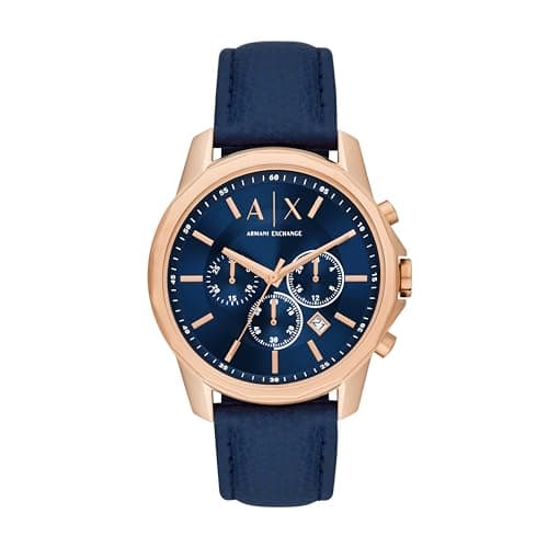 Armani Exchange Leather Analog Blue Dial Men Watch-Ax1723, Blue Band