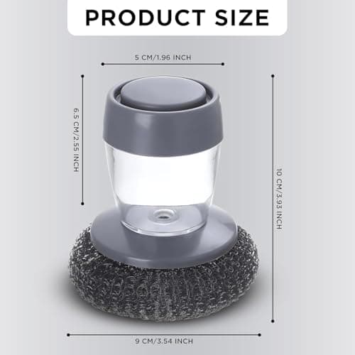 Gadget Hero's Soap Dispensing Cleaning Brush – Palm Brush for Effortless Cleaning, Liquid Filling Multifunctional Dishwasher, Kitchen Cleaning Gadget, Liquid Filling Steel Wire Ball 2