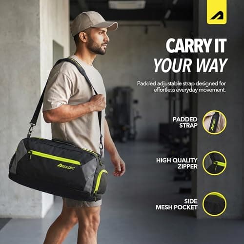 Boldfit Gym Bag for Man 33 litres Sports Duffle Bags Water Resistance Duffle Gym Bags for Men Multipurpose Travel Bag for Women Luggage Duffel Black Grey 33L 3