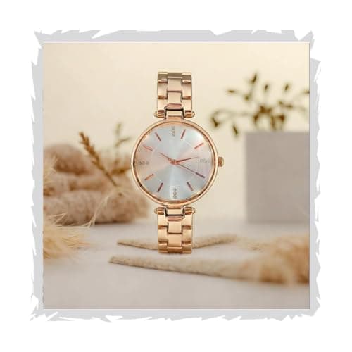 styledose Women Analogue Wrist Watches for Women's & Girls&Miss&Ladies Diamond Studded Dial Rosegold Colored Stylish Bracelet Strap (White) 3
